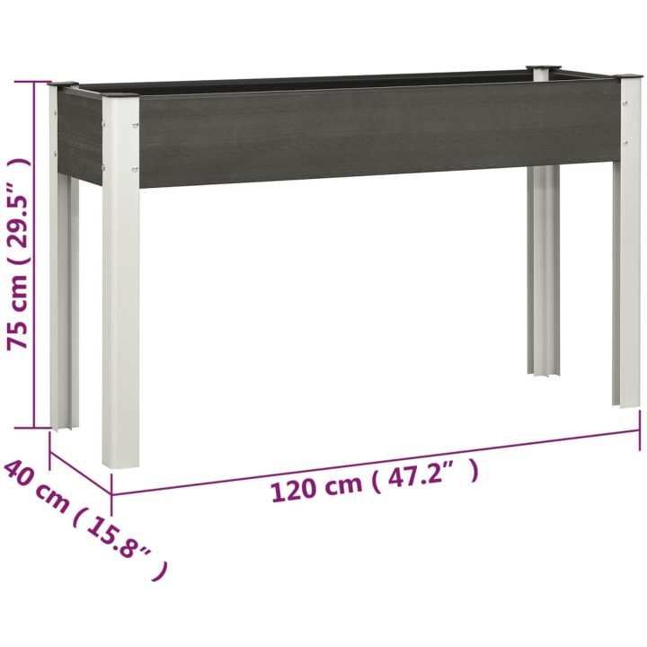 Odlingslåda upphöjd grå WPC vidaXL 120 x 40 x 75 cm – bild 6