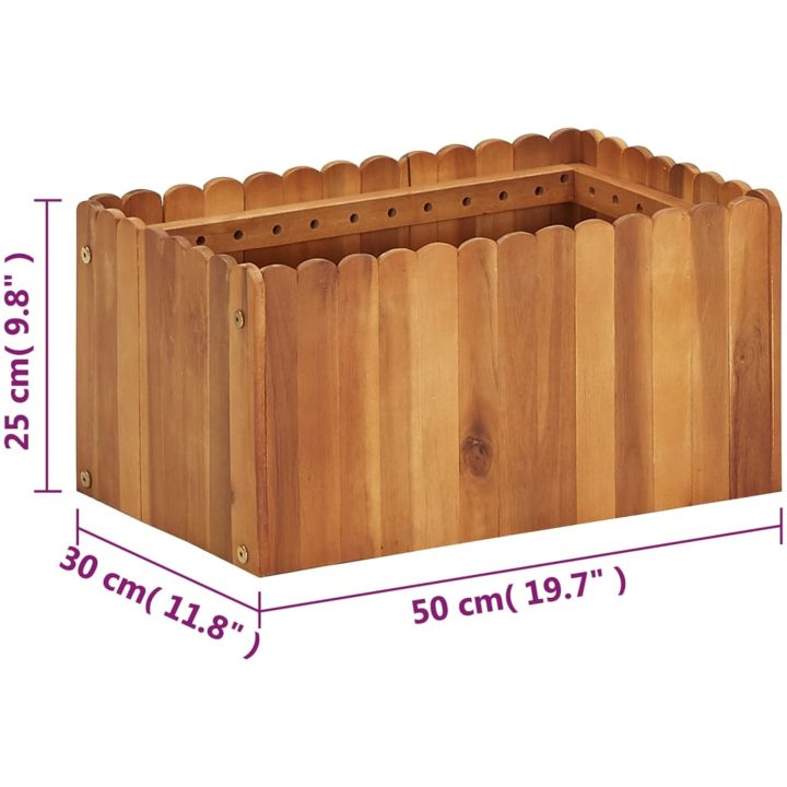 Odlingslåda upphöjd massivt akaciaträ vidaXL 50 x 30 x 25 cm – bild 6