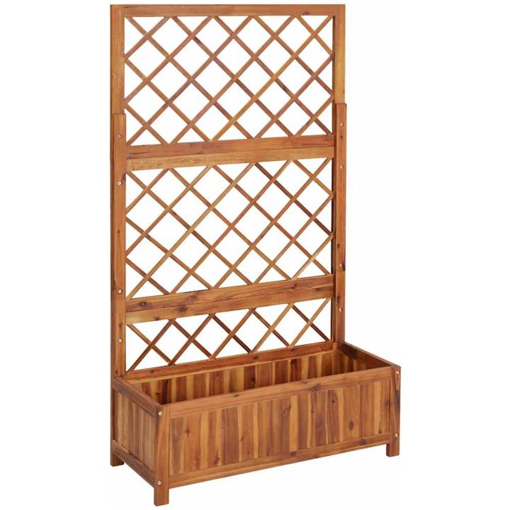 Odlingslåda upphöjd med spaljé 85x38x150 cm massivt akaciaträ vidaXL – bild 2