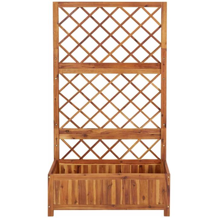 Odlingslåda upphöjd med spaljé 85x38x150 cm massivt akaciaträ vidaXL – bild 4