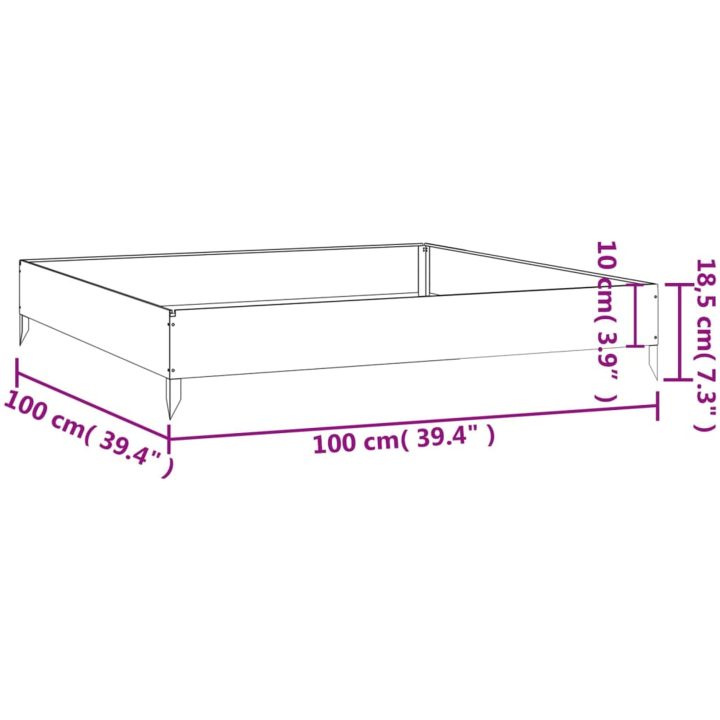 Odlingslåda upphöjd rosttrögt stål vidaXL 100 x 100 x 18.5 cm – bild 8