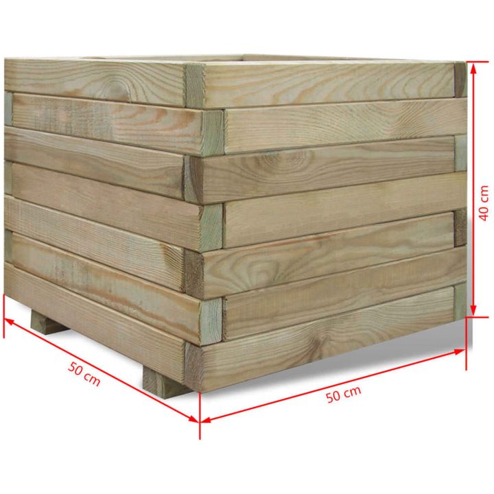 Odlingslåda upphöjd trä fyrkantig vidaXL 50 x 50 x 40 cm – bild 4