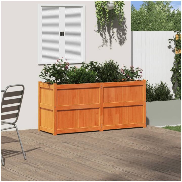 Odlingslåda vaxbrun 150x50x70 cm massiv furu vidaXL – bild 3