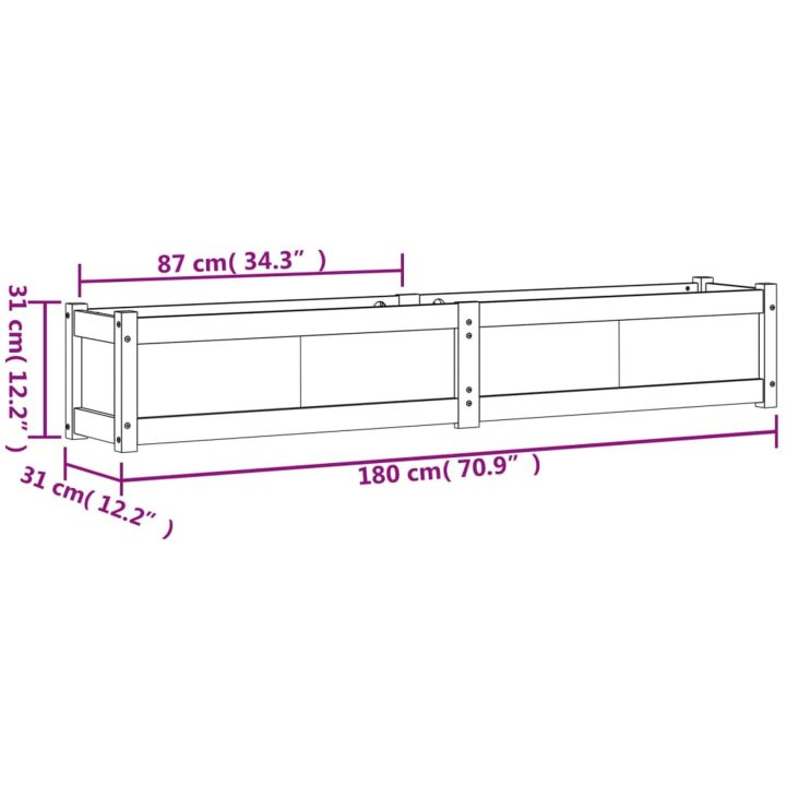 Odlingslåda vaxbrun 180x31x31 cm massiv furu vidaXL – bild 11