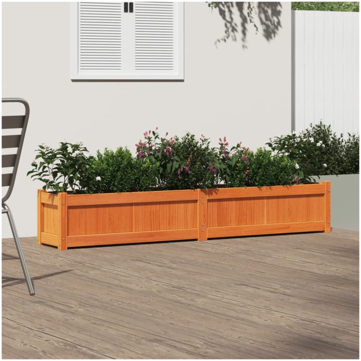 Odlingslåda vaxbrun 180x31x31 cm massiv furu vidaXL – bild 3
