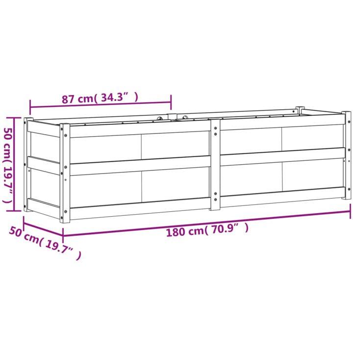 Odlingslåda vaxbrun 180x50x50 cm massiv furu vidaXL – bild 11