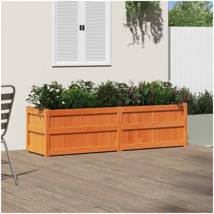 Odlingslåda vaxbrun 180x50x50 cm massiv furu vidaXL – bild 3