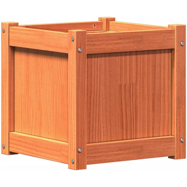 Odlingslåda vaxbrun 40x40x40 cm vit massiv furu vidaXL – bild 2
