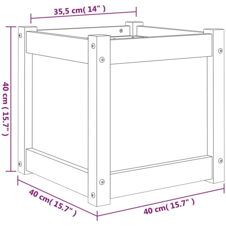 Odlingslåda vaxbrun 40x40x40 cm vit massiv furu vidaXL – bild 11