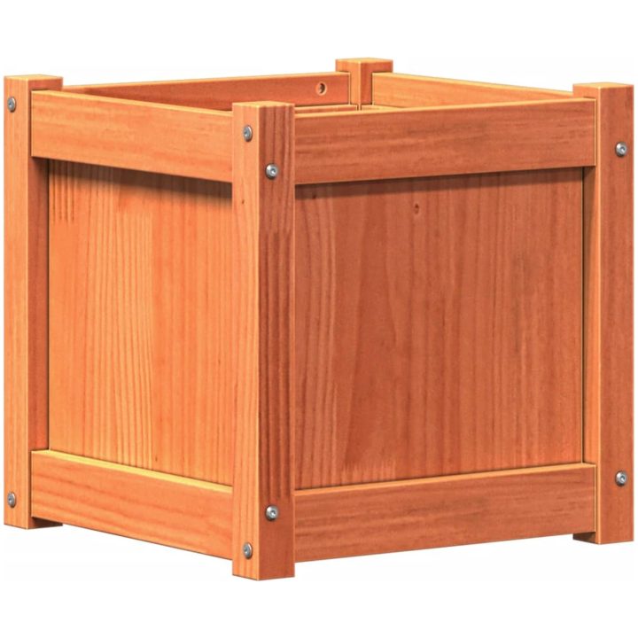 Odlingslåda vaxbrun 40x40x40 cm vit massiv furu vidaXL – bild 7
