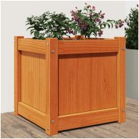Odlingslåda vaxbrun 40x40x40 cm vit massiv furu vidaXL