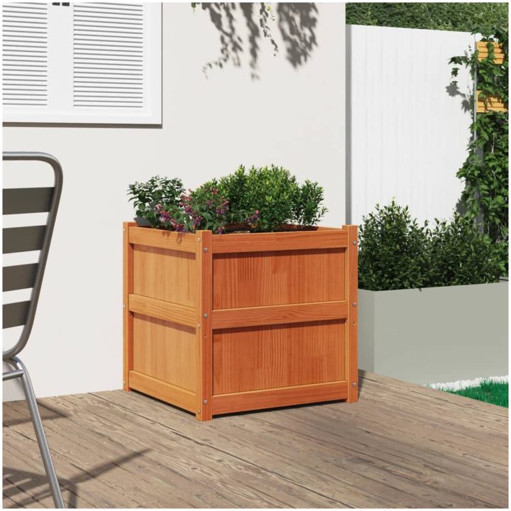 Odlingslåda vaxbrun 60x60x60 cm massiv furu vidaXL – bild 3