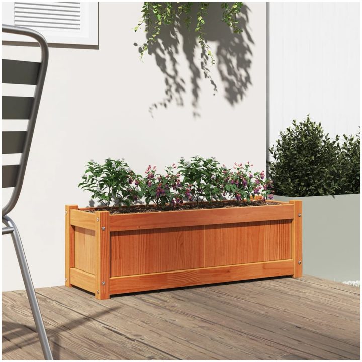 Odlingslåda vaxbrun 90x31x31 cm massiv furu vidaXL – bild 3