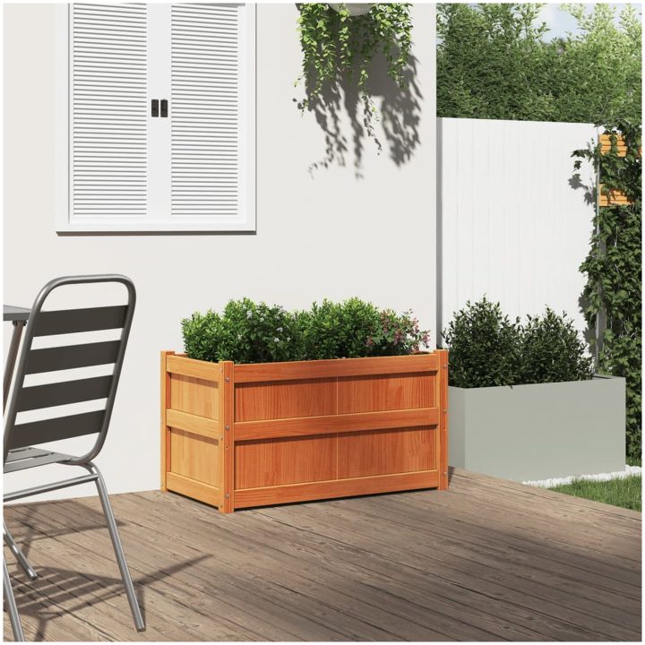 Odlingslåda vaxbrun 90x50x50 cm vit massiv furu vidaXL – bild 3