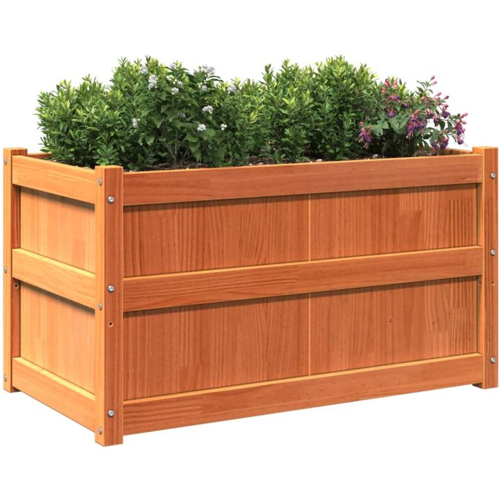 Odlingslåda vaxbrun 90x50x50 cm vit massiv furu vidaXL – bild 4