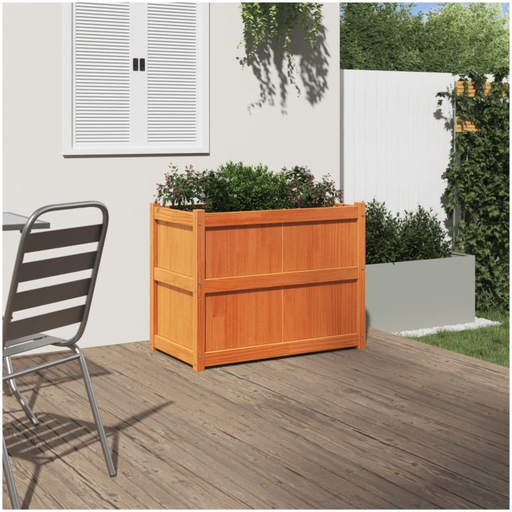 Odlingslåda vaxbrun 90x50x70 cm massiv furu vidaXL – bild 3