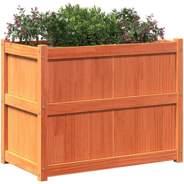 Odlingslåda vaxbrun 90x50x70 cm massiv furu vidaXL – bild 4
