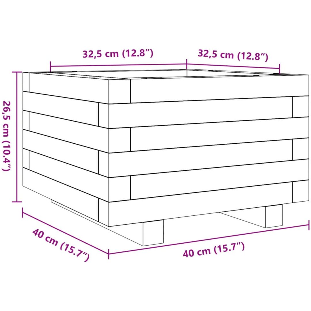Odlingslåda vaxbrun massiv furu vidaXL 40 x 40 x 26.5 cm – bild 10