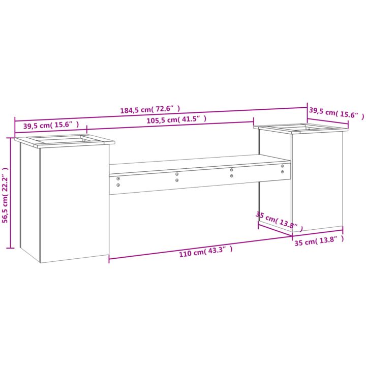 Odlingslåda vit 184,5x39,5x56,5 cm massiv furu vidaXL – bild 6