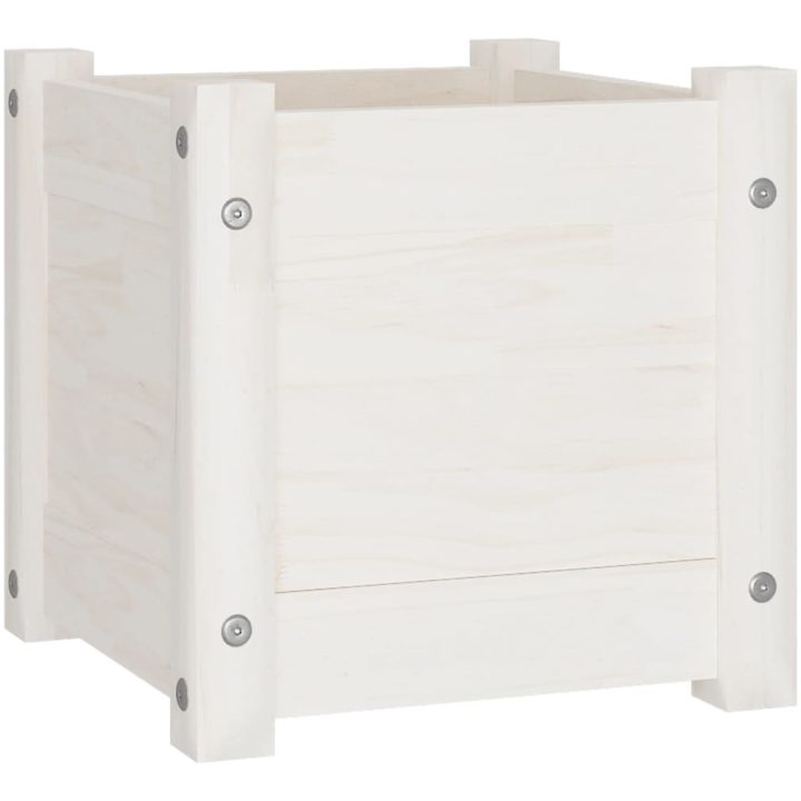 Odlingslåda vit 31x31x31 cm massiv furu vidaXL – bild 2