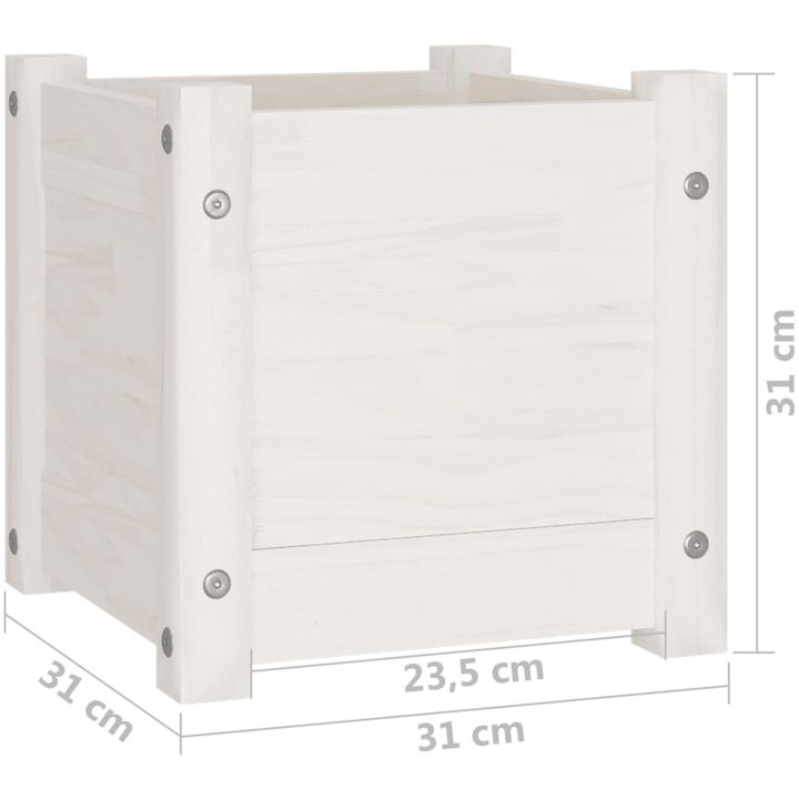 Odlingslåda vit 31x31x31 cm massiv furu vidaXL – bild 8