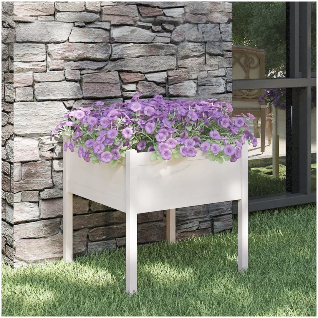 Odlingslåda vit 70x70x70 cm massiv furu vidaXL