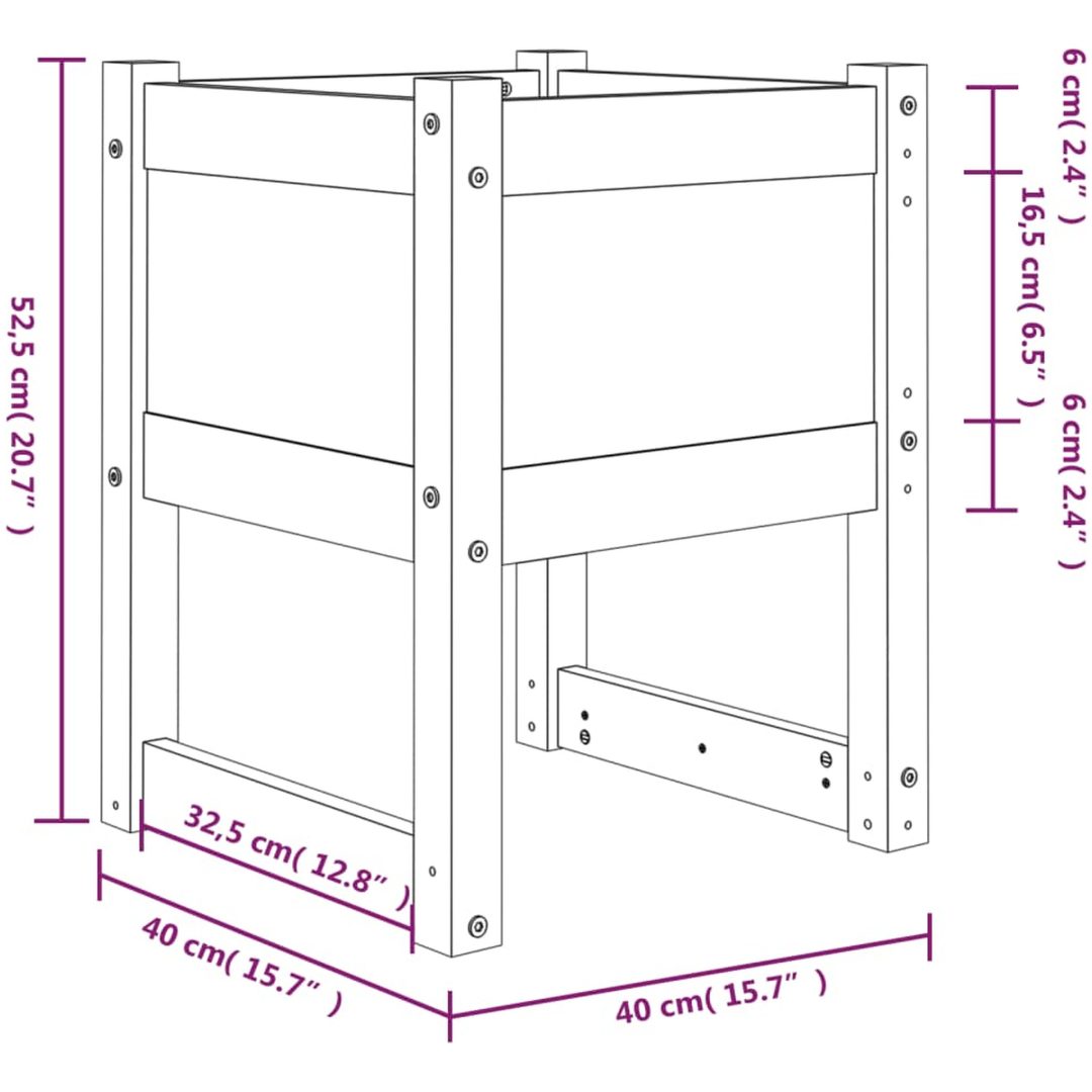 Odlingslåda vit massiv furu vidaXL 40 x 40 x 52.5 cm – bild 7