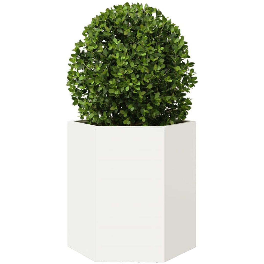 Odlingslåda vit sexkantig stål vidaXL 46 x 40 x 45 cm – bild 3
