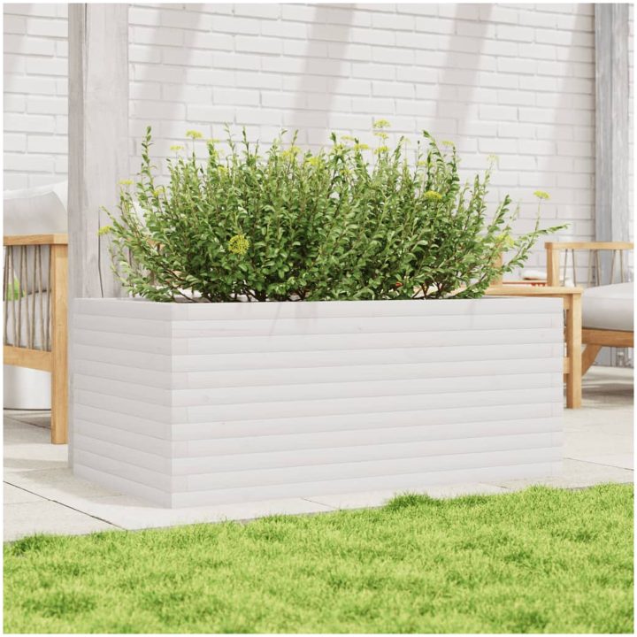 Odlingslåda vit vit massiv furu vidaXL 110 x 60 x 46 cm – bild 3