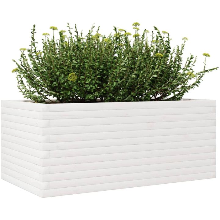 Odlingslåda vit vit massiv furu vidaXL 110 x 60 x 46 cm – bild 4