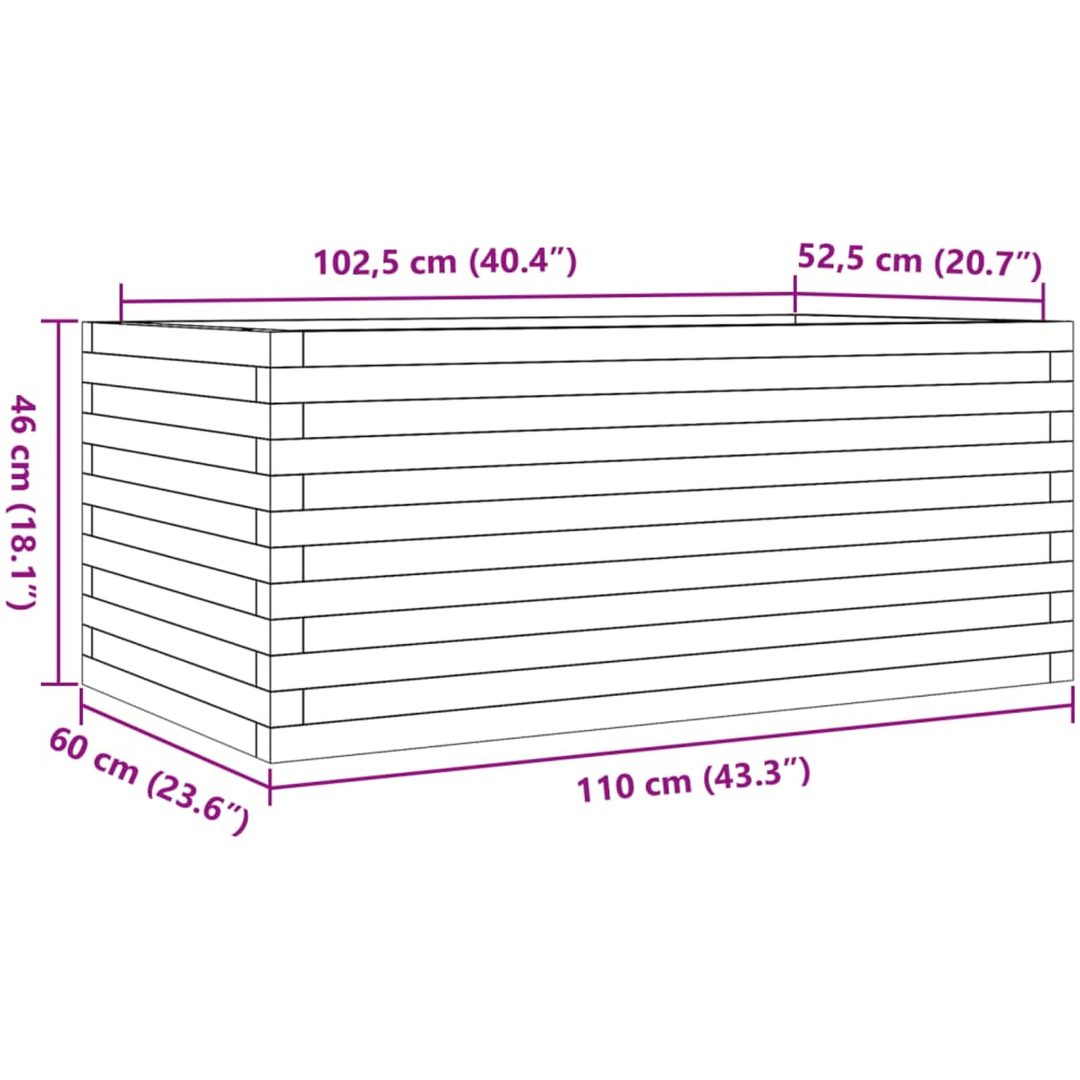 Odlingslåda vit vit massiv furu vidaXL 110 x 60 x 46 cm – bild 10