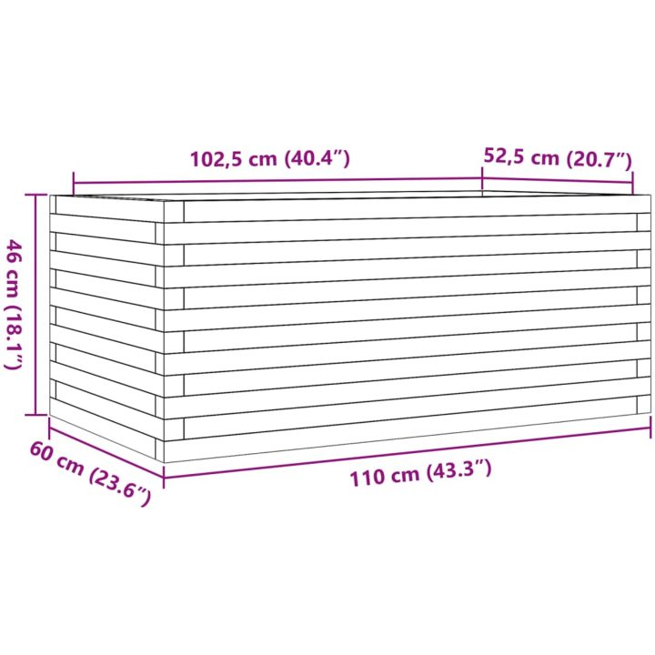 Odlingslåda vit vit massiv furu vidaXL 110 x 60 x 46 cm – bild 10