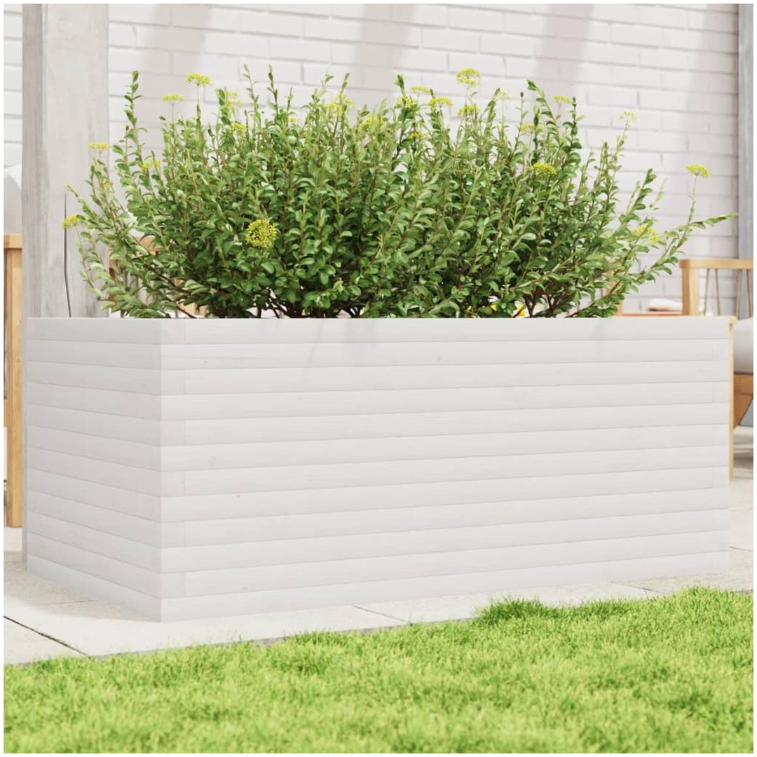 Odlingslåda vit vit massiv furu vidaXL 110 x 60 x 46 cm