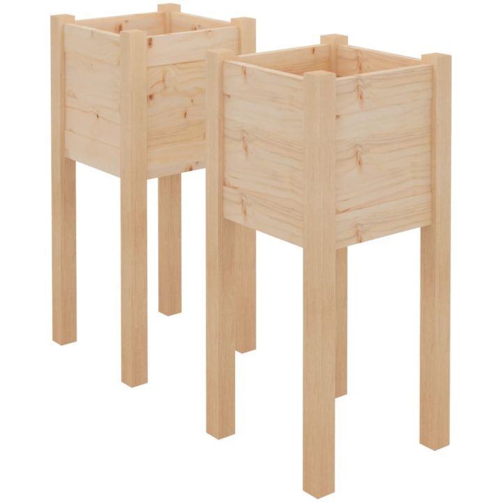 Odlingslådor 2 st 31x31x70 cm massiv furu vidaXL – bild 2