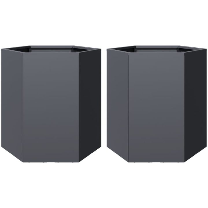 Odlingslådor 2 st antracit sexkantig stål vidaXL 46 x 40 x 45 cm – bild 2
