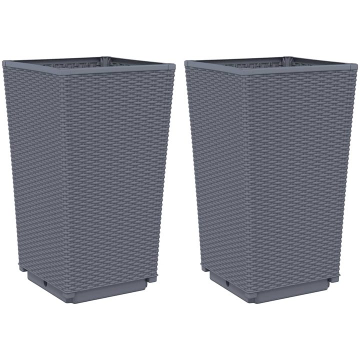 Odlingslådor 2 st blågrå 32,5x32,5x57 cm PP vidaXL – bild 2