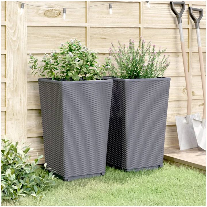 Odlingslådor 2 st blågrå 32,5x32,5x57 cm PP vidaXL – bild 3