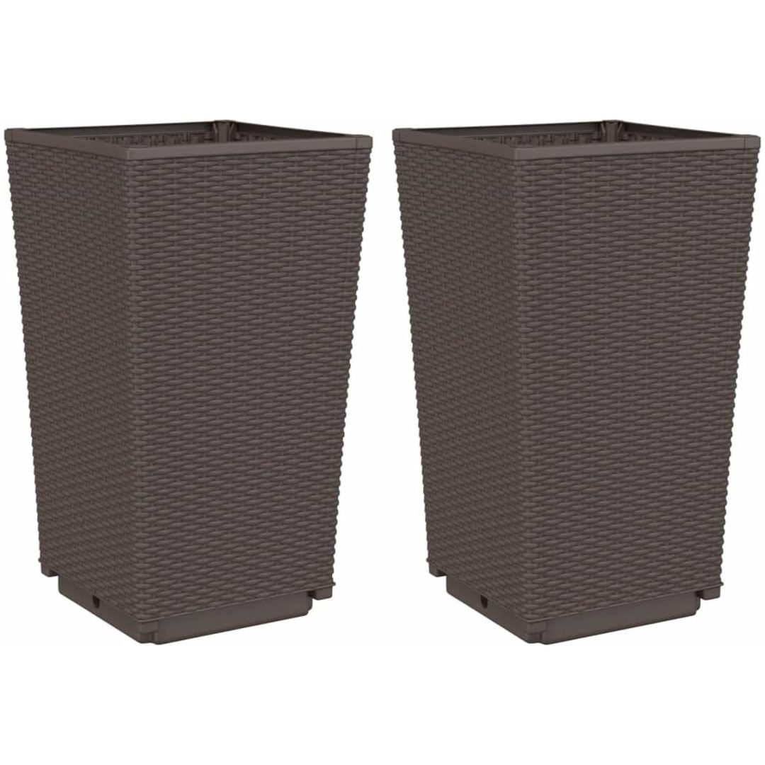 Odlingslådor 2 st brun 32,5x32,5x57 cm PP vidaXL – bild 2