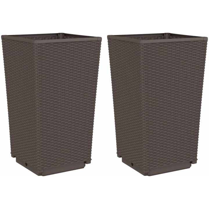 Odlingslådor 2 st brun 32,5x32,5x57 cm PP vidaXL – bild 2