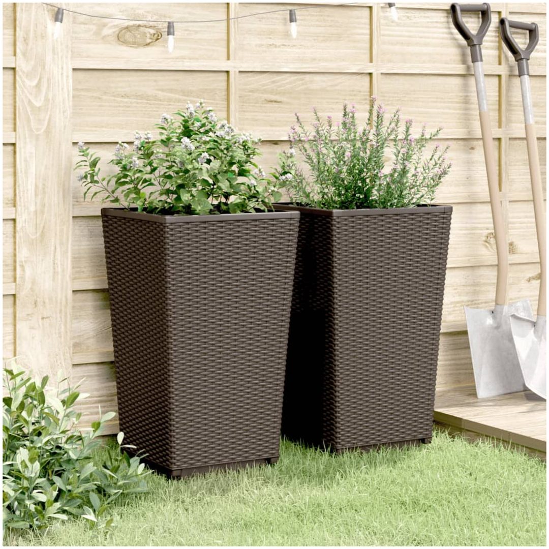 Odlingslådor 2 st brun 32,5x32,5x57 cm PP vidaXL – bild 3