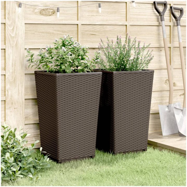 Odlingslådor 2 st brun 32,5x32,5x57 cm PP vidaXL – bild 3