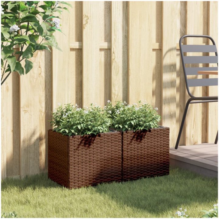 Odlingslådor 2 st brun konstrotting vidaXL 36 x 30 x 32 cm – bild 3