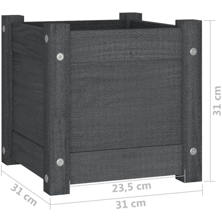 Odlingslådor 2 st grå 31x31x31 cm massiv furu vidaXL – bild 9