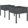 Odlingslådor 2 st grå 70x70x70 cm massiv furu vidaXL – miniatyr 2