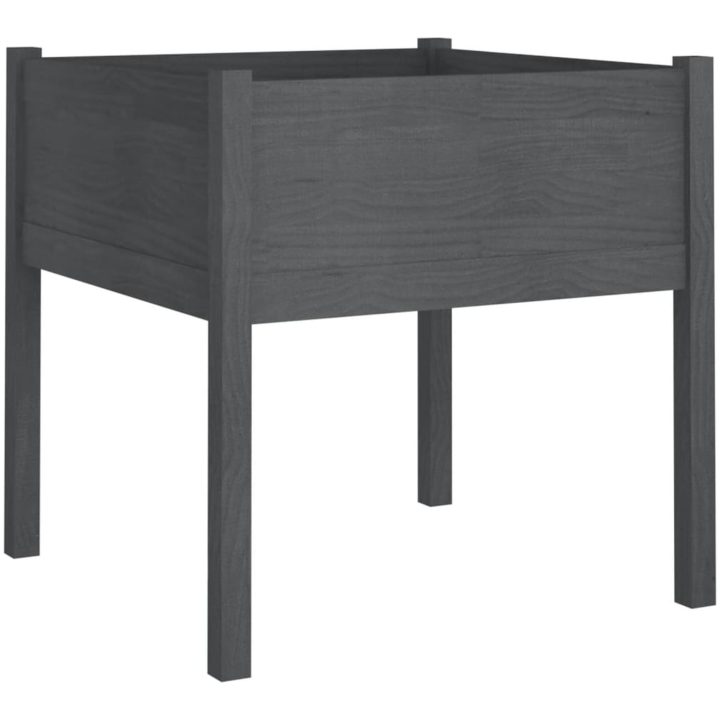 Odlingslådor 2 st grå 70x70x70 cm massiv furu vidaXL – bild 4