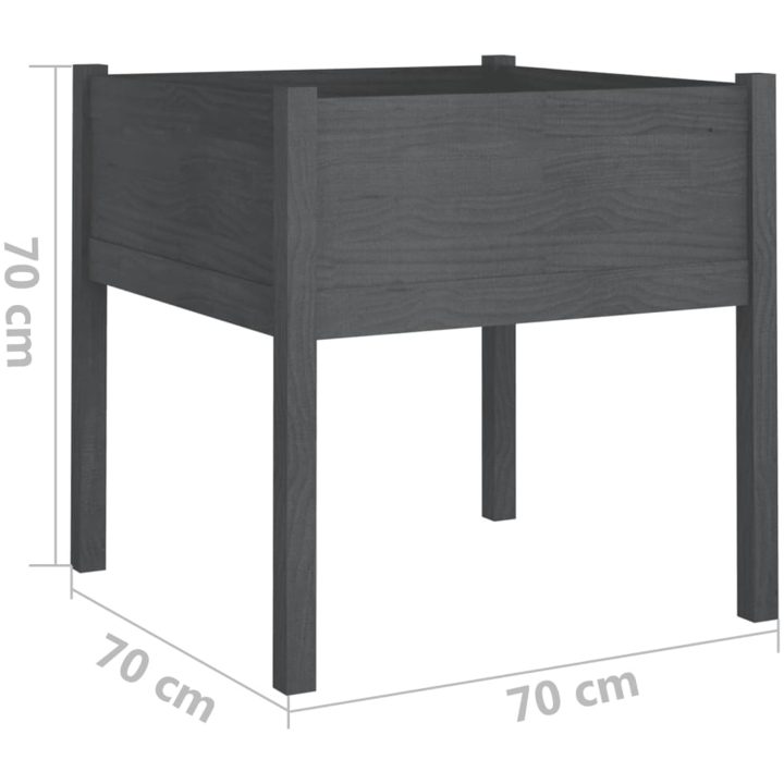Odlingslådor 2 st grå 70x70x70 cm massiv furu vidaXL – bild 8