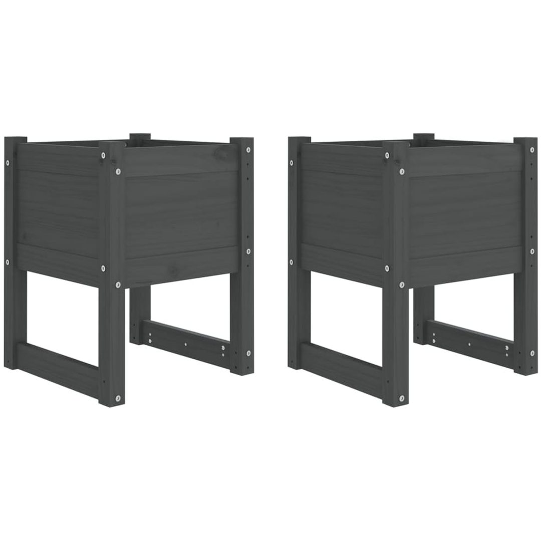 Odlingslådor 2 st grå massiv furu vidaXL 40 x 40 x 52.5 cm – bild 2