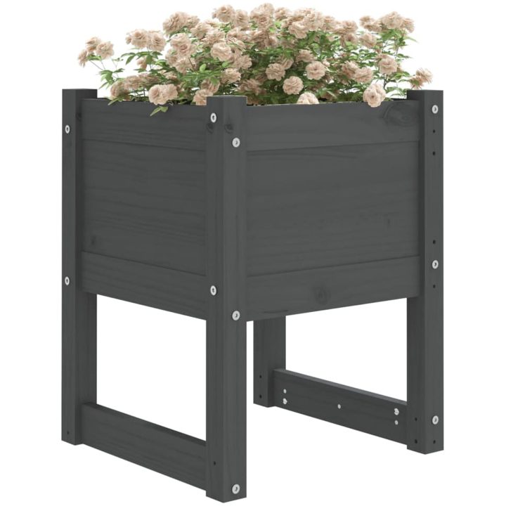 Odlingslådor 2 st grå massiv furu vidaXL 40 x 40 x 52.5 cm – bild 3