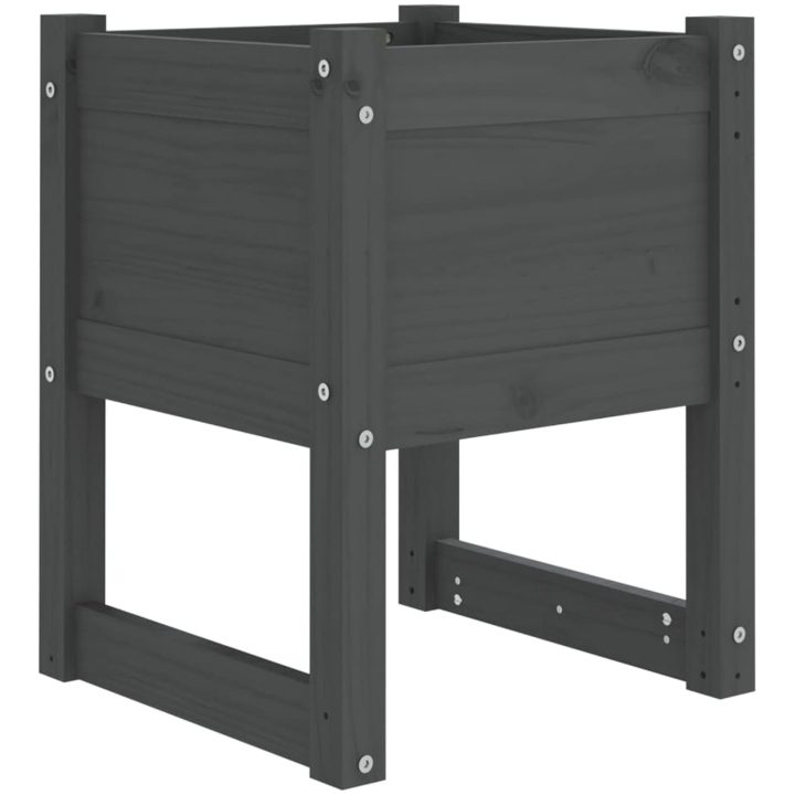 Odlingslådor 2 st grå massiv furu vidaXL 40 x 40 x 52.5 cm – bild 4