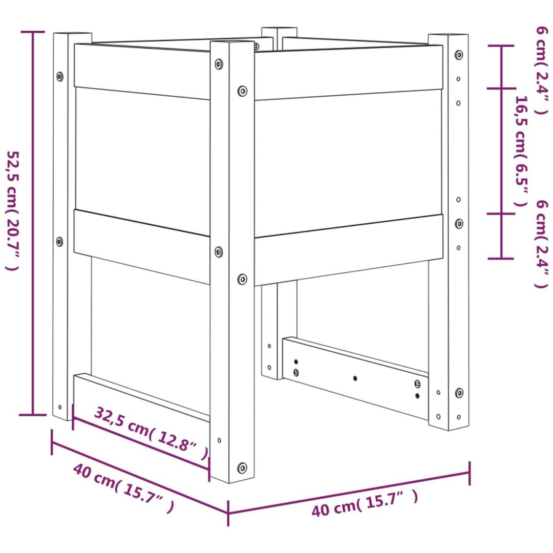 Odlingslådor 2 st grå massiv furu vidaXL 40 x 40 x 52.5 cm – bild 8